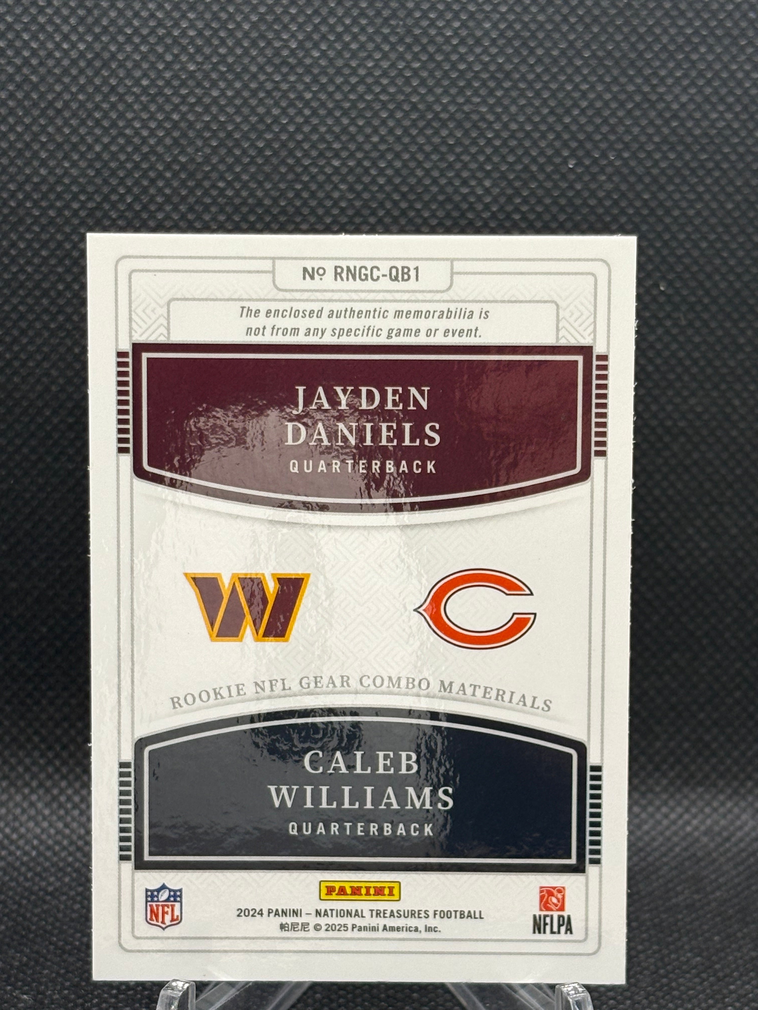 2024 National Treasures Rookie Gear Combo Jayden Daniels Caleb Williams Dual Patch /10