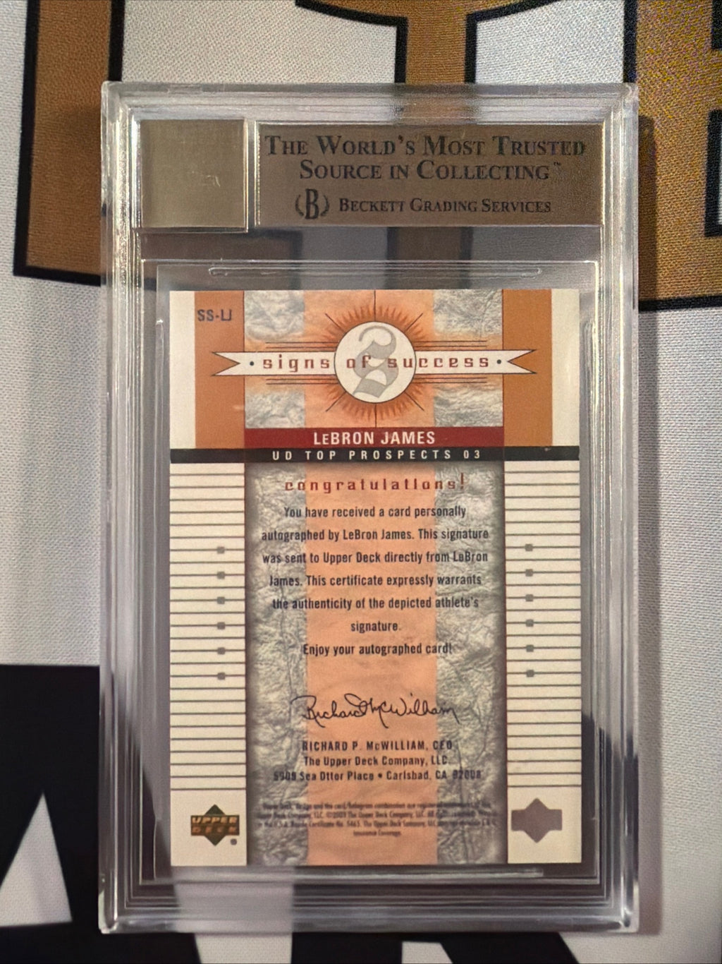 LEBRON JAMES 2003 UD SIGNS SUCCESS ROOKIE AUTO BGS 9.5 with 10 AUTO