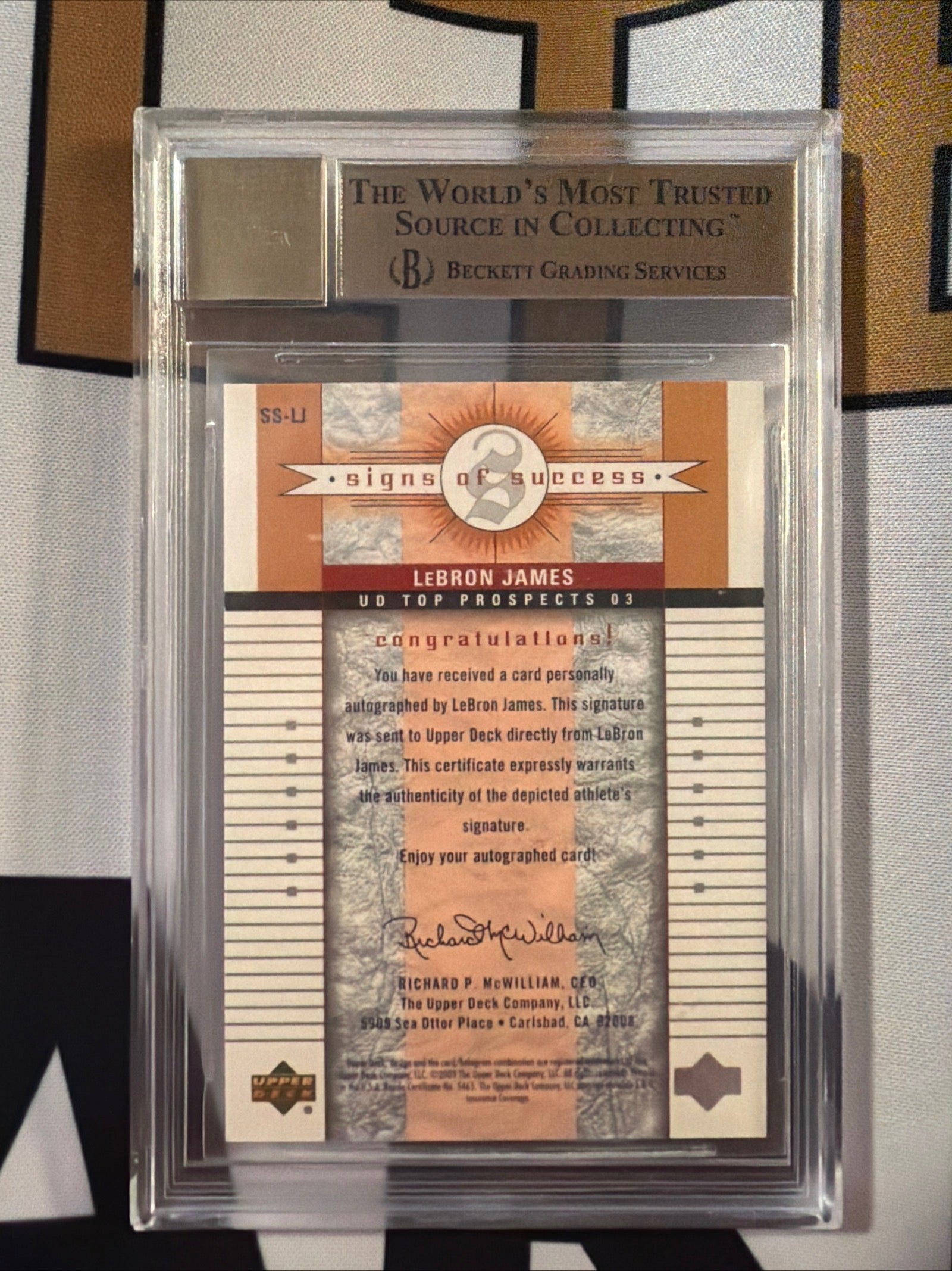 LEBRON JAMES 2003 UD SIGNS SUCCESS ROOKIE AUTO BGS 9.5 with 10 AUTO