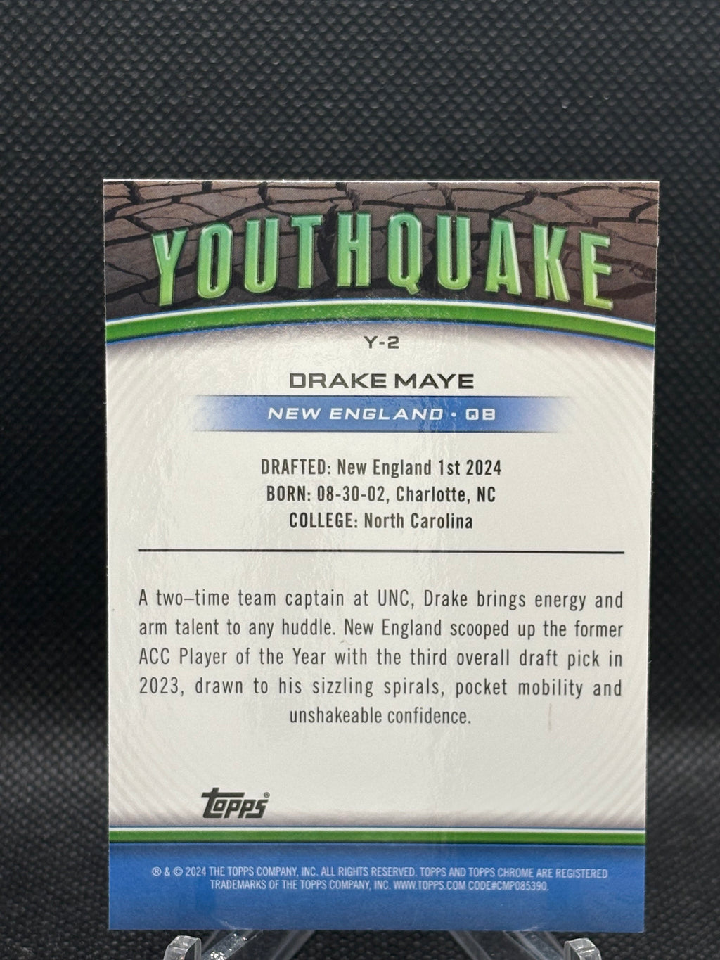 2025 Topps Chrome Football Drake Maye Youthquake Pink